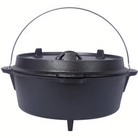 12 Quart Pre-Seasoned Cast Iron Dutch Oven With Skillet Lid For Camping BBQ Baking And Outdoor Cooking