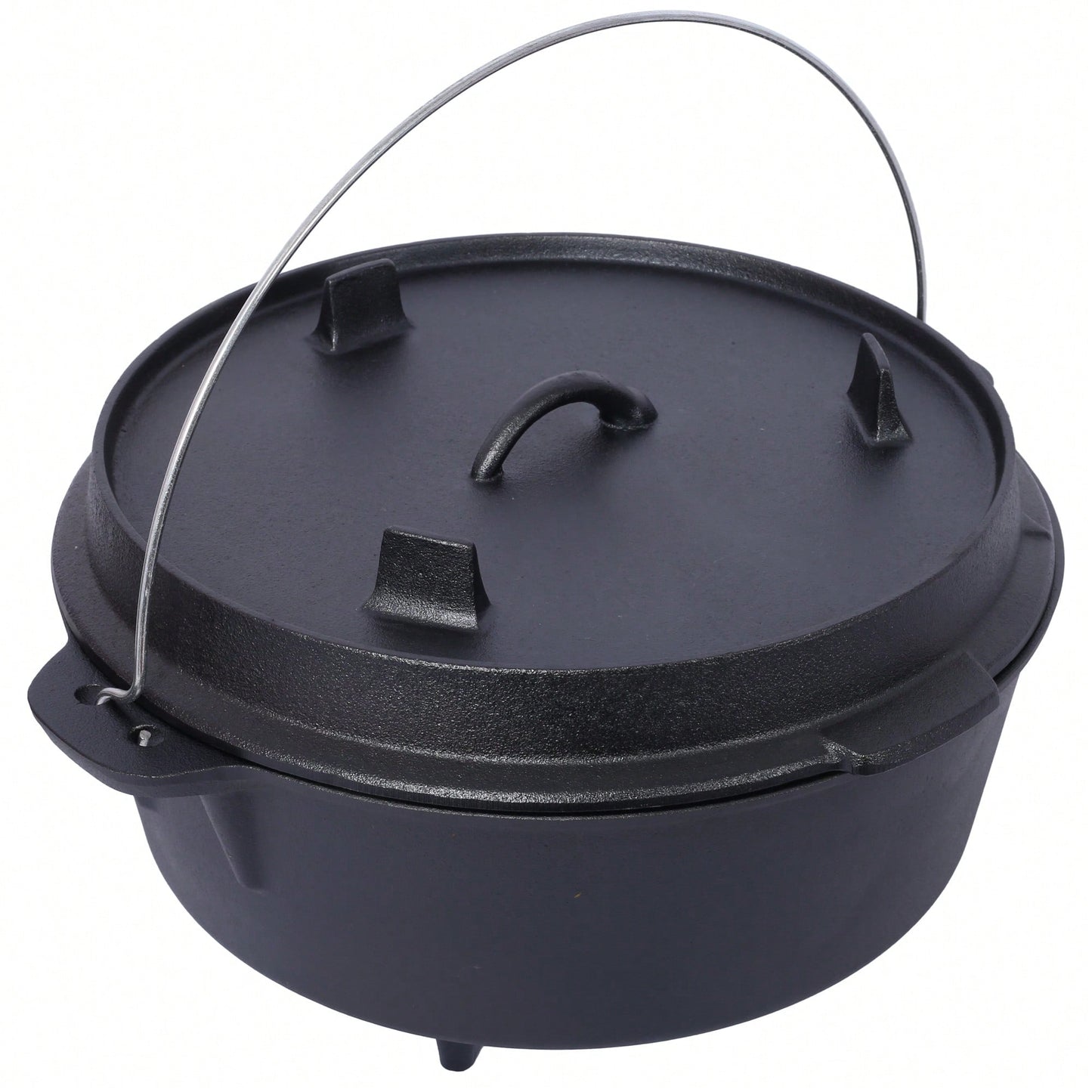 12 Quart Pre-Seasoned Cast Iron Dutch Oven With Skillet Lid For Camping BBQ Baking And Outdoor Cooking