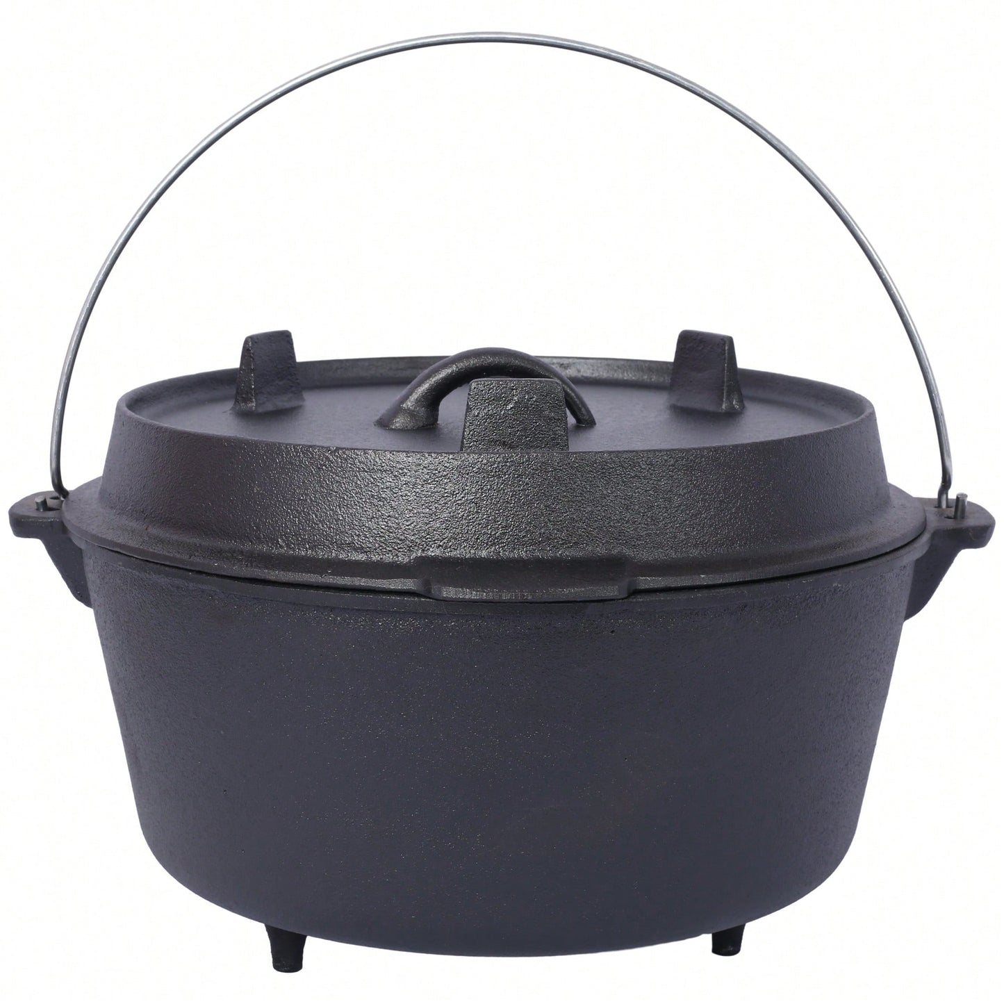 8 Quart Pre-Seasoned Cast Iron Dutch Oven With Skillet Lid For Outdoor Camping BBQ Baking And Campfire Cooking