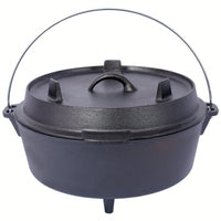 8 Quart Pre-Seasoned Cast Iron Dutch Oven With Skillet Lid For Outdoor Camping BBQ Baking And Campfire Cooking