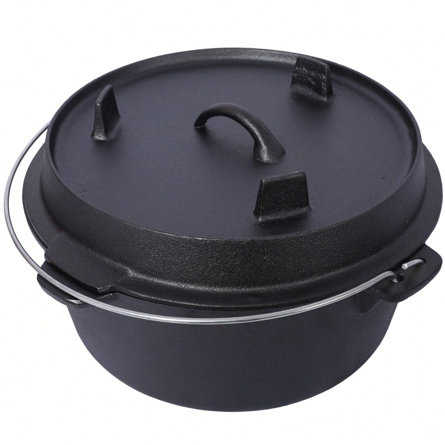 8 Quart Pre-Seasoned Cast Iron Dutch Oven With Skillet Lid For Outdoor Camping BBQ Baking And Campfire Cooking