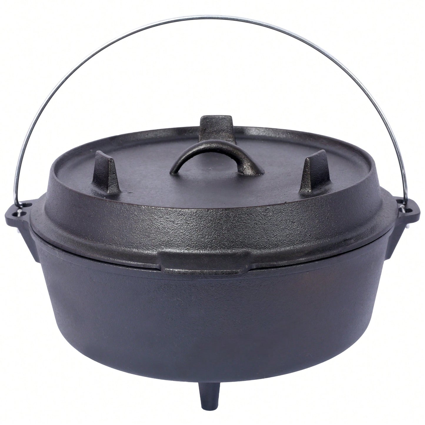 6 Quart Pre-Seasoned Cast Iron Dutch Oven With Skillet Lid For Outdoor Camping BBQ Baking And Campfire Cooking