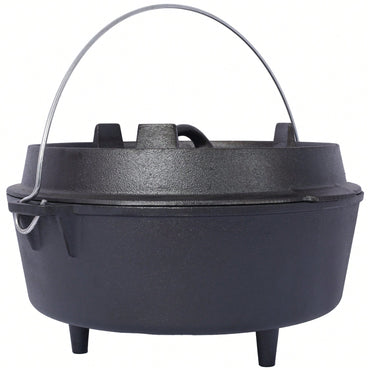 6 Quart Pre-Seasoned Cast Iron Dutch Oven With Skillet Lid For Outdoor Camping BBQ Baking And Campfire Cooking