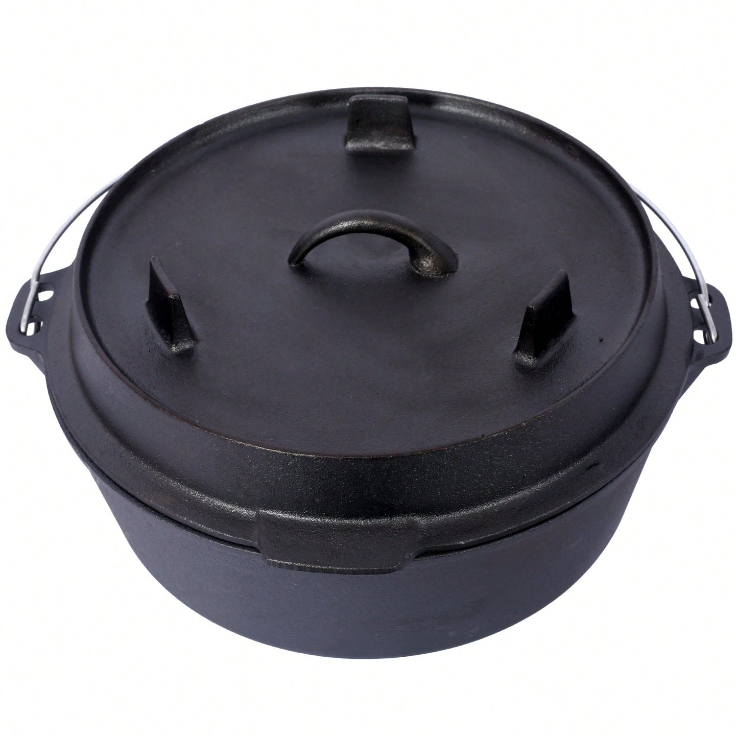 6 Quart Pre-Seasoned Cast Iron Dutch Oven With Skillet Lid For Outdoor Camping BBQ Baking And Campfire Cooking