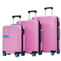 3 Piece Hardshell Luggage Set With Spinner Wheels And TSA Lock In Contrast Colors 20 24 28 Inch Suitcases