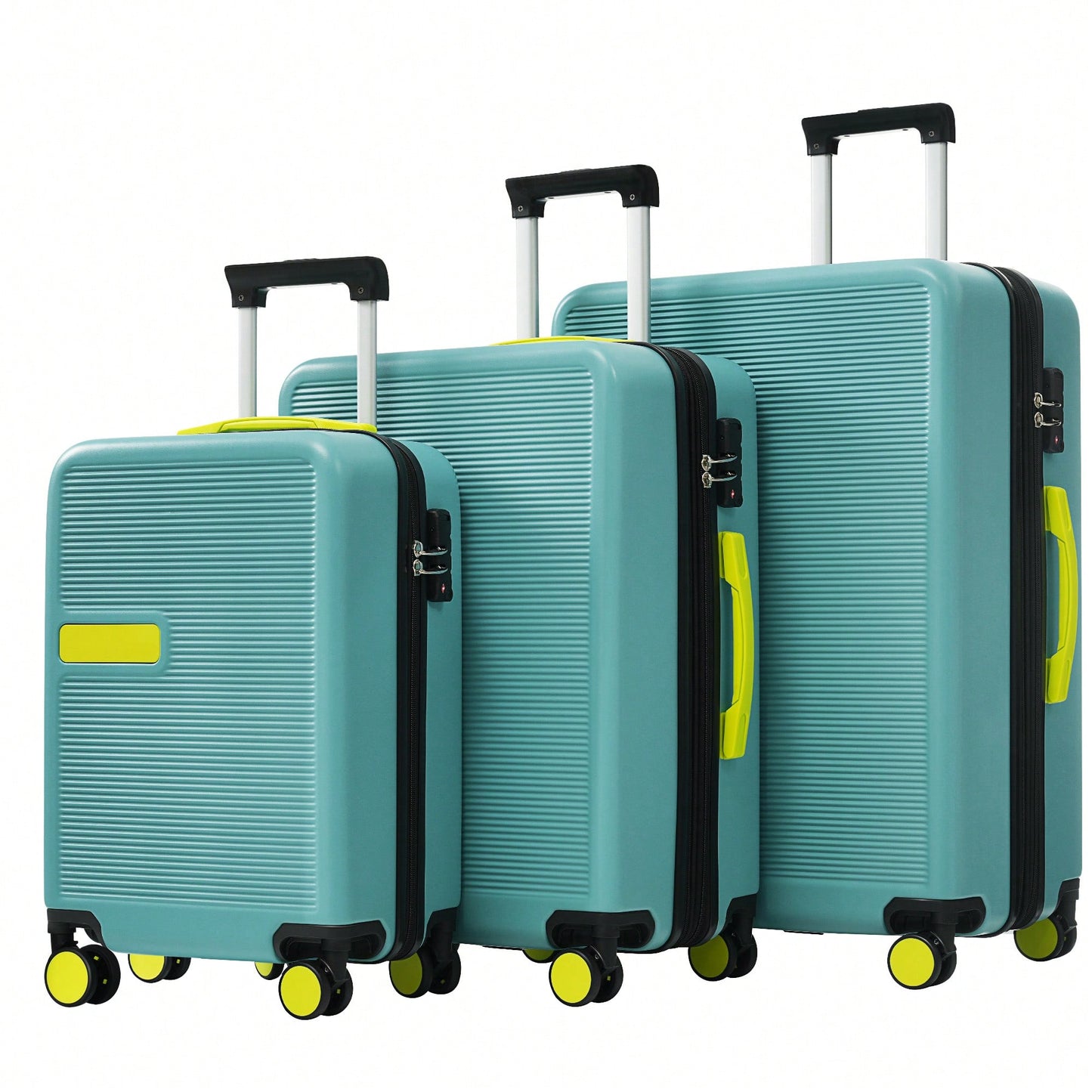 3 Piece Hardshell Luggage Set With Spinner Wheels And TSA Lock In Contrast Colors 20 24 28 Inch Suitcases