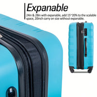 Hardside Spinner Luggage Set With TSA Lock 20 24 28 Inch Travel Suitcases