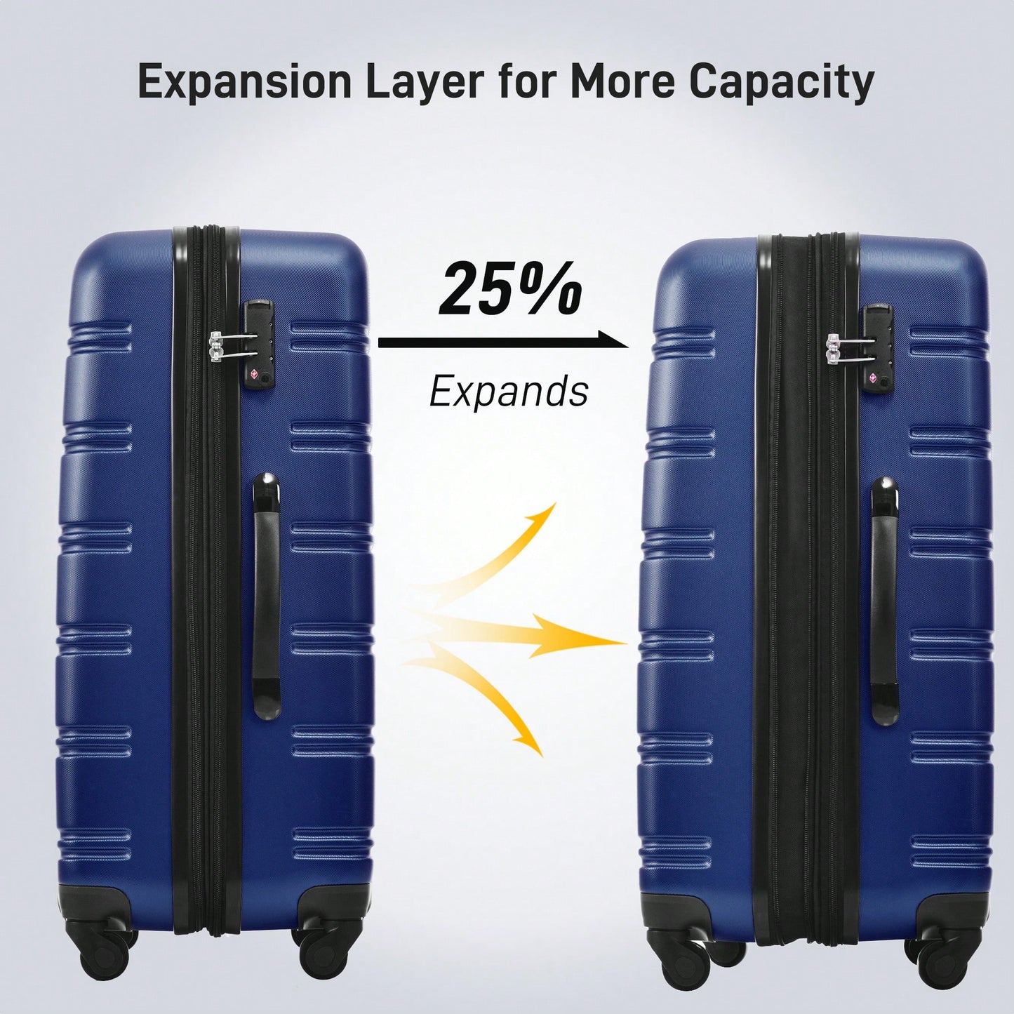 Hardside Spinner Luggage Set With TSA Lock 20 24 28 Inch Travel Suitcases