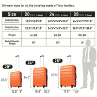 Hardside Spinner Luggage Set With TSA Lock 20 24 28 Inch Travel Suitcases