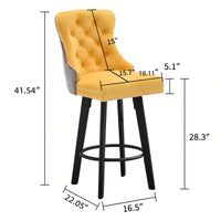Elegant Velvet Swivel Bar Stools with Button Tufting Rivet Trim for Kitchen Island Home Bar Metal Pull Ring Sturdy Footrest