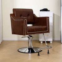 Height Adjustable 360° Swivel Faux Leather Salon Barber Chair For Haircuts Styling Tattoo And Massage - Black