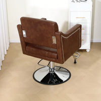 Height Adjustable 360° Swivel Faux Leather Salon Barber Chair For Haircuts Styling Tattoo And Massage - Black