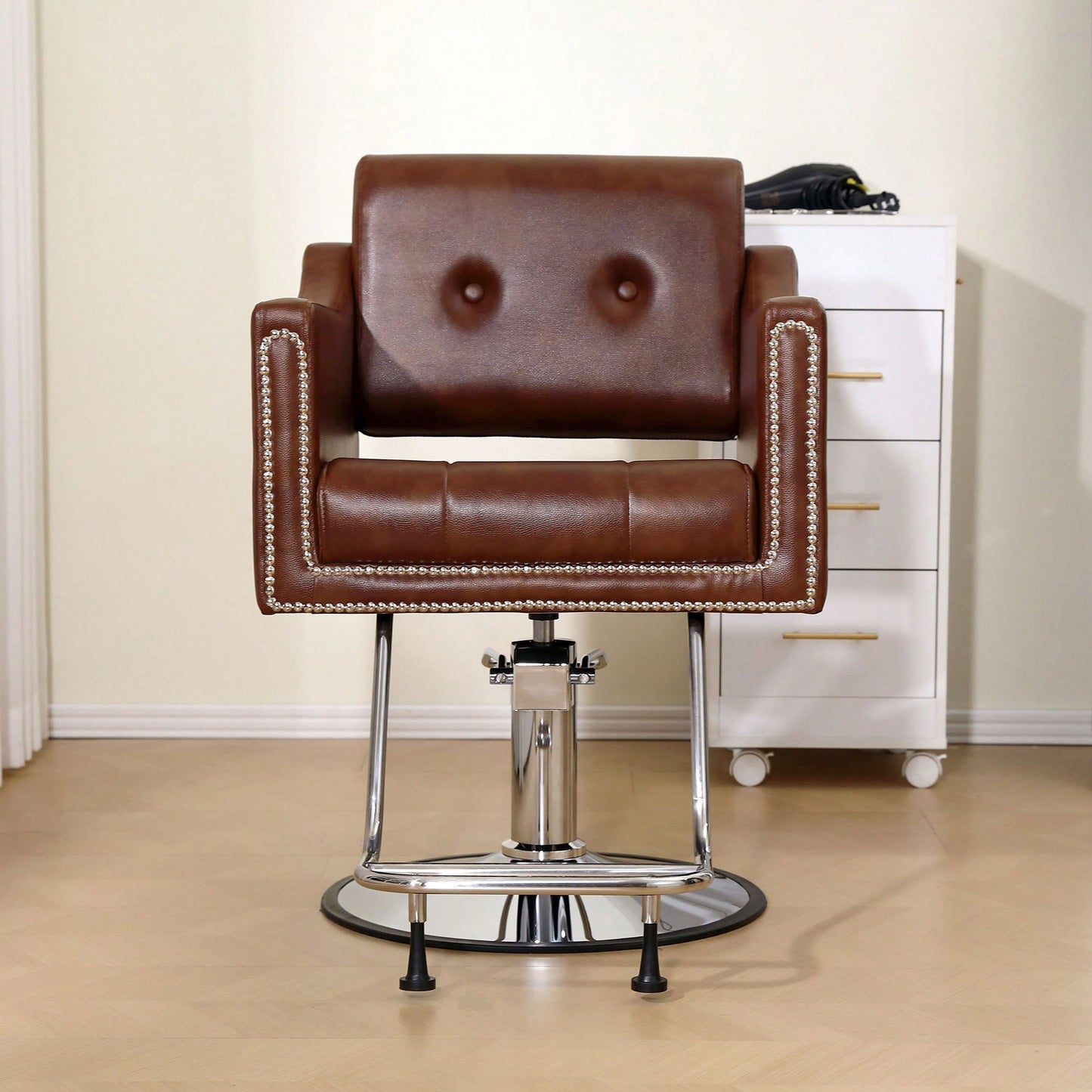 Height Adjustable 360° Swivel Faux Leather Salon Barber Chair For Haircuts Styling Tattoo And Massage - Black