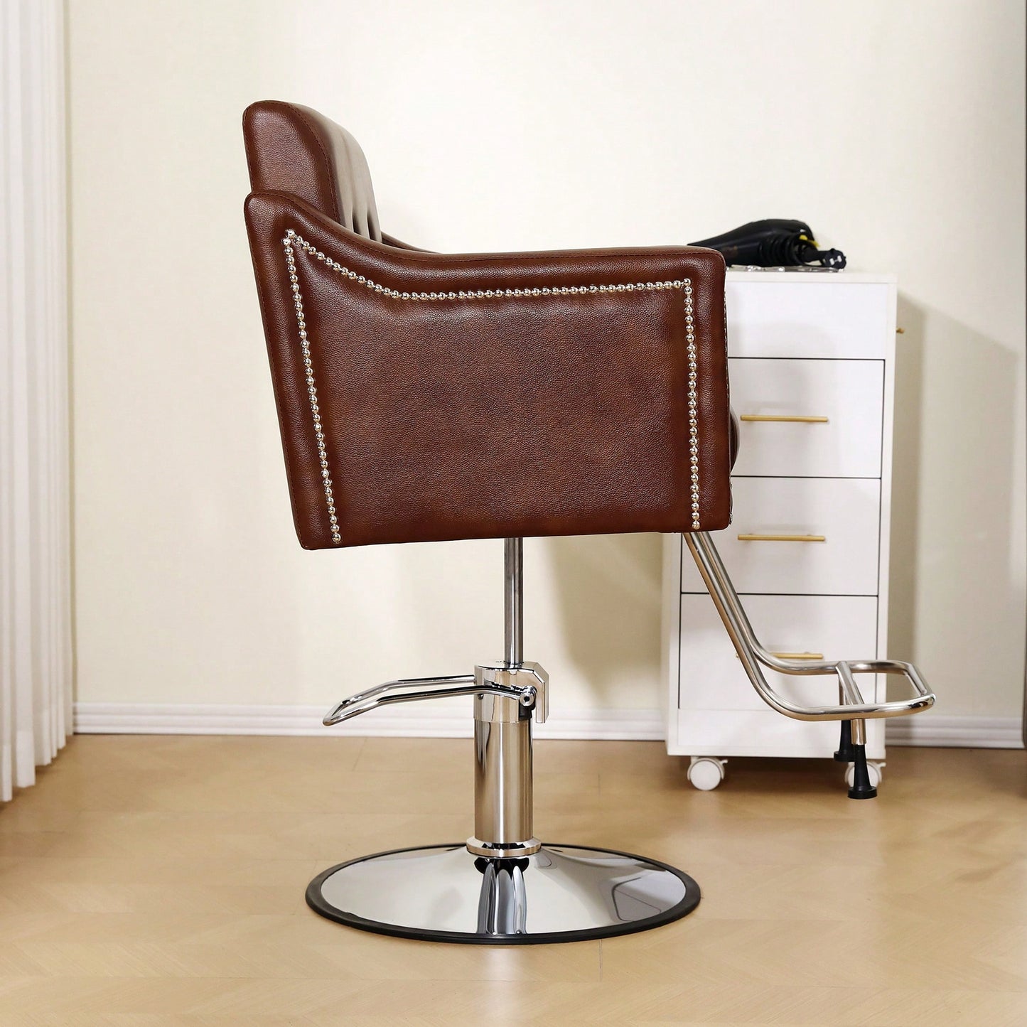 Height Adjustable 360° Swivel Faux Leather Salon Barber Chair For Haircuts Styling Tattoo And Massage - Black