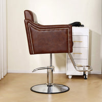 Height Adjustable 360° Swivel Faux Leather Salon Barber Chair For Haircuts Styling Tattoo And Massage - Black