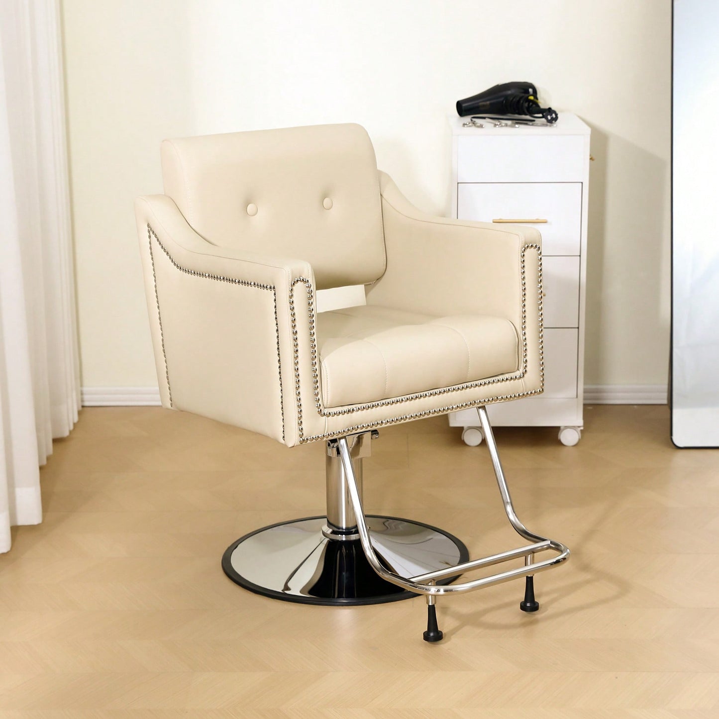 Height Adjustable 360° Swivel Faux Leather Salon Barber Chair For Haircuts Styling Tattoo And Massage - Black