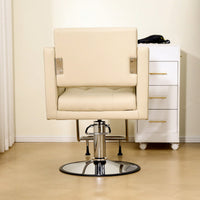 Height Adjustable 360° Swivel Faux Leather Salon Barber Chair For Haircuts Styling Tattoo And Massage - Black