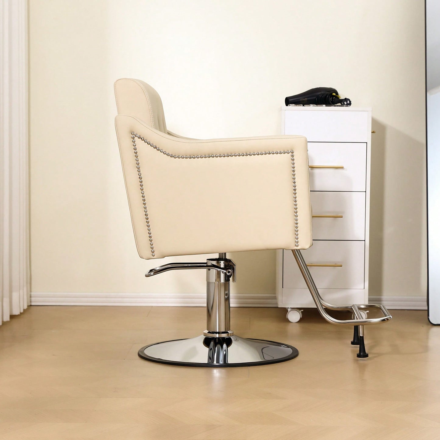 Height Adjustable 360° Swivel Faux Leather Salon Barber Chair For Haircuts Styling Tattoo And Massage - Black