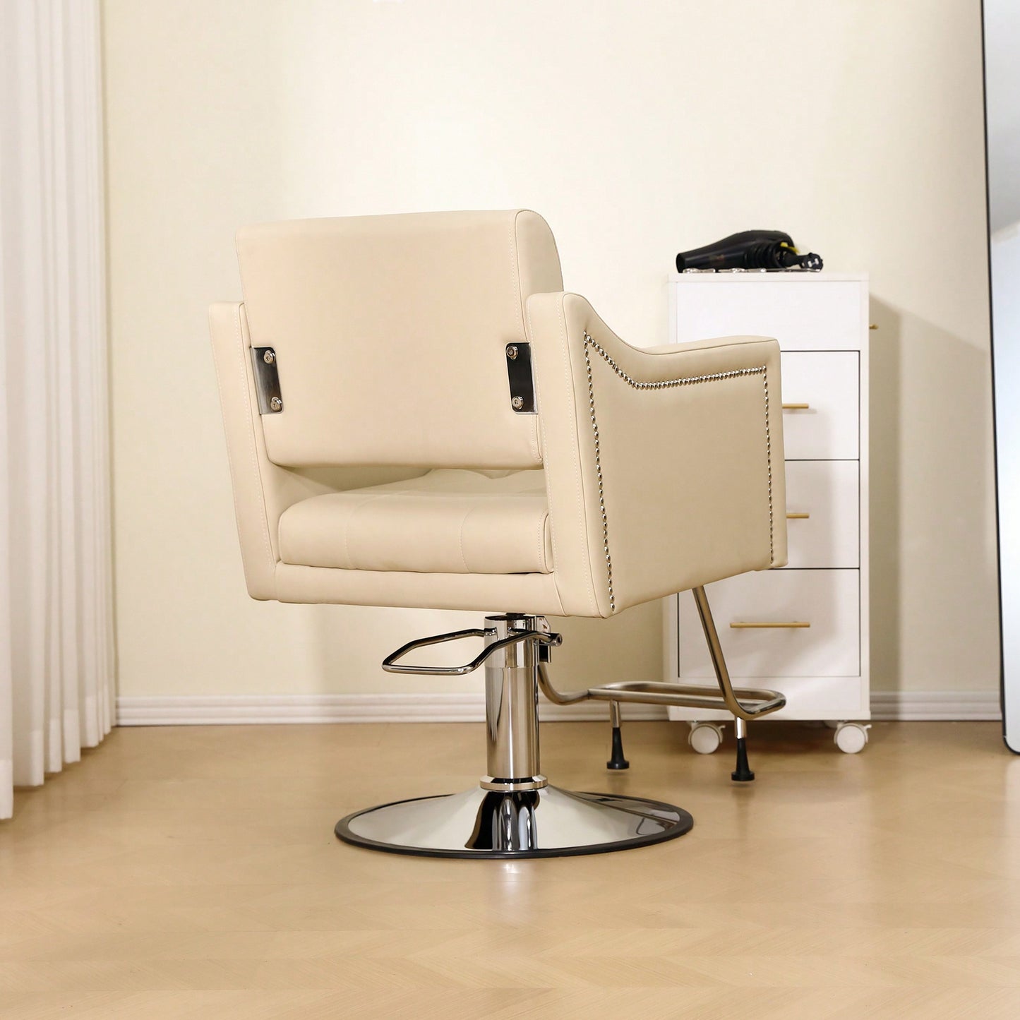 Height Adjustable 360° Swivel Faux Leather Salon Barber Chair For Haircuts Styling Tattoo And Massage - Black