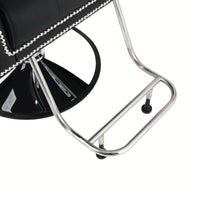 Height Adjustable 360° Swivel Faux Leather Salon Barber Chair For Haircuts Styling Tattoo And Massage - Black