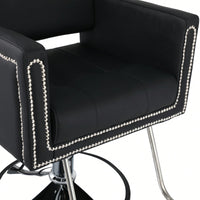 Height Adjustable 360° Swivel Faux Leather Salon Barber Chair For Haircuts Styling Tattoo And Massage - Black