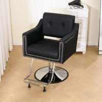 Height Adjustable 360° Swivel Faux Leather Salon Barber Chair For Haircuts Styling Tattoo And Massage - Black