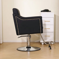 Height Adjustable 360° Swivel Faux Leather Salon Barber Chair For Haircuts Styling Tattoo And Massage - Black