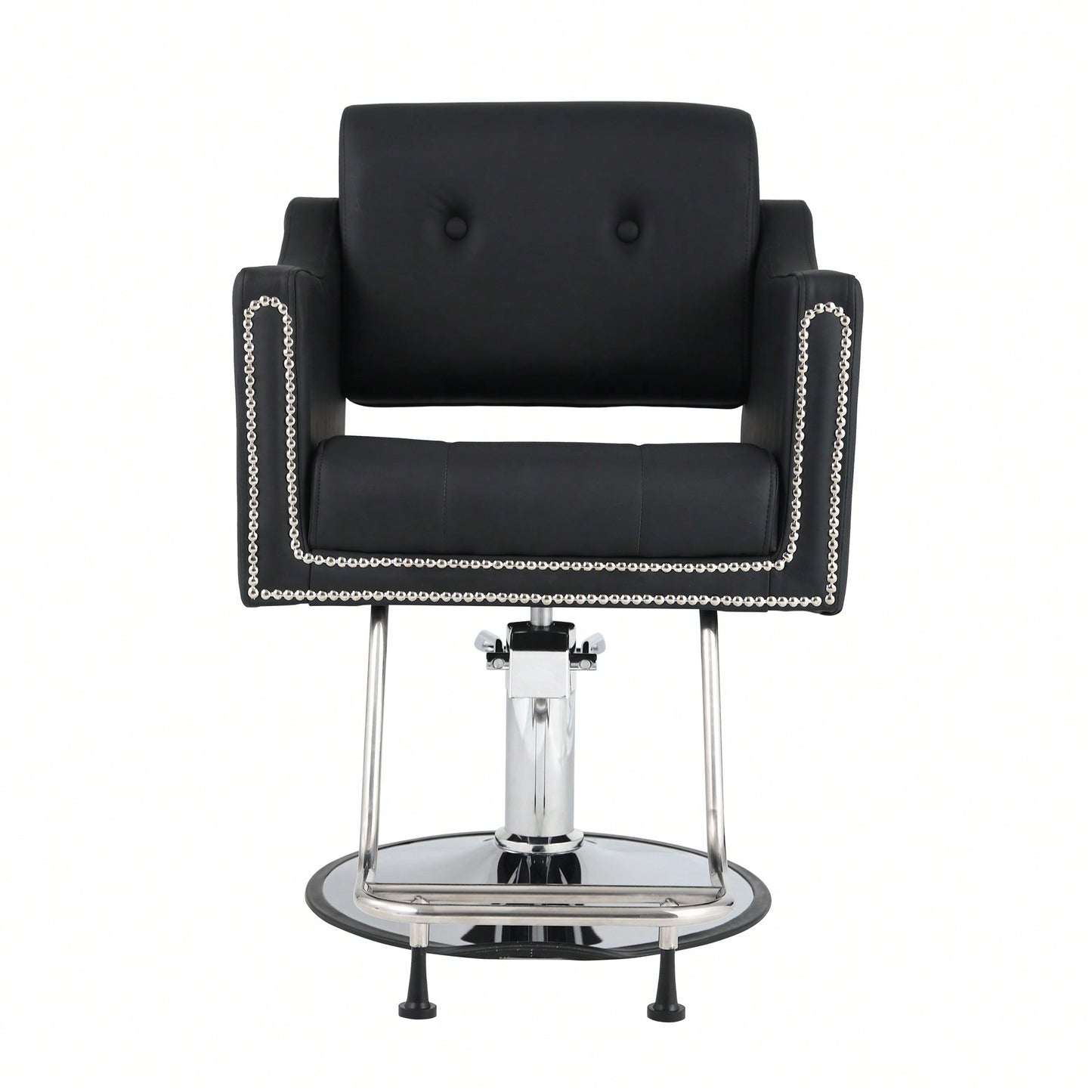 Height Adjustable 360° Swivel Faux Leather Salon Barber Chair For Haircuts Styling Tattoo And Massage - Black