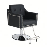 Height Adjustable 360° Swivel Faux Leather Salon Barber Chair For Haircuts Styling Tattoo And Massage - Black