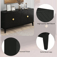 Elegant Black 4-Door Sideboard Storage Cabinet With Gold Handles And Adjustable Shelves For Living And Dining Rooms