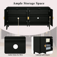 Elegant Black 4-Door Sideboard Storage Cabinet With Gold Handles And Adjustable Shelves For Living And Dining Rooms