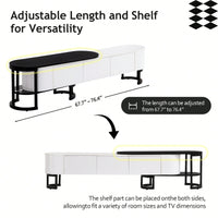 Modern Extendable TV Stand For 75 Inch TVs With 3 Drawers And Adjustable Metal Legs For Living Room Entertainment Center