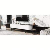 Modern Extendable TV Stand For 75 Inch TVs With 3 Drawers And Adjustable Metal Legs For Living Room Entertainment Center