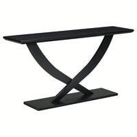 Modern Rustic Cross-Leg Console Table For Living Room Or Bedroom With Sturdy Construction And Ample Surface Space