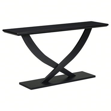 Modern Rustic Cross-Leg Console Table For Living Room Or Bedroom With Sturdy Construction And Ample Surface Space