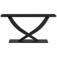 Modern Rustic Cross-Leg Console Table For Living Room Or Bedroom With Sturdy Construction And Ample Surface Space