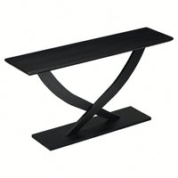 Modern Rustic Cross-Leg Console Table For Living Room Or Bedroom With Sturdy Construction And Ample Surface Space