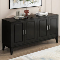 Elegant 4-Door Sideboard Storage Cabinet With Adjustable Shelves For Living Room And Dining Room, Black Finish