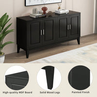 Elegant 4-Door Sideboard Storage Cabinet With Adjustable Shelves For Living Room And Dining Room, Black Finish