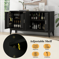 Elegant 4-Door Sideboard Storage Cabinet With Adjustable Shelves For Living Room And Dining Room, Black Finish