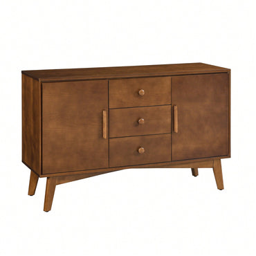 Mid Century Modern 47.3 Inch Sideboard Buffet Cabinet With 2 Doors And 3 Drawers For Kitchen Dining Living Room Bedroom Walnut Finish