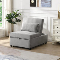 Folding Ottoman Sofa Bed Gray Versatile Space Saving Furniture for Living Room Guest Bed