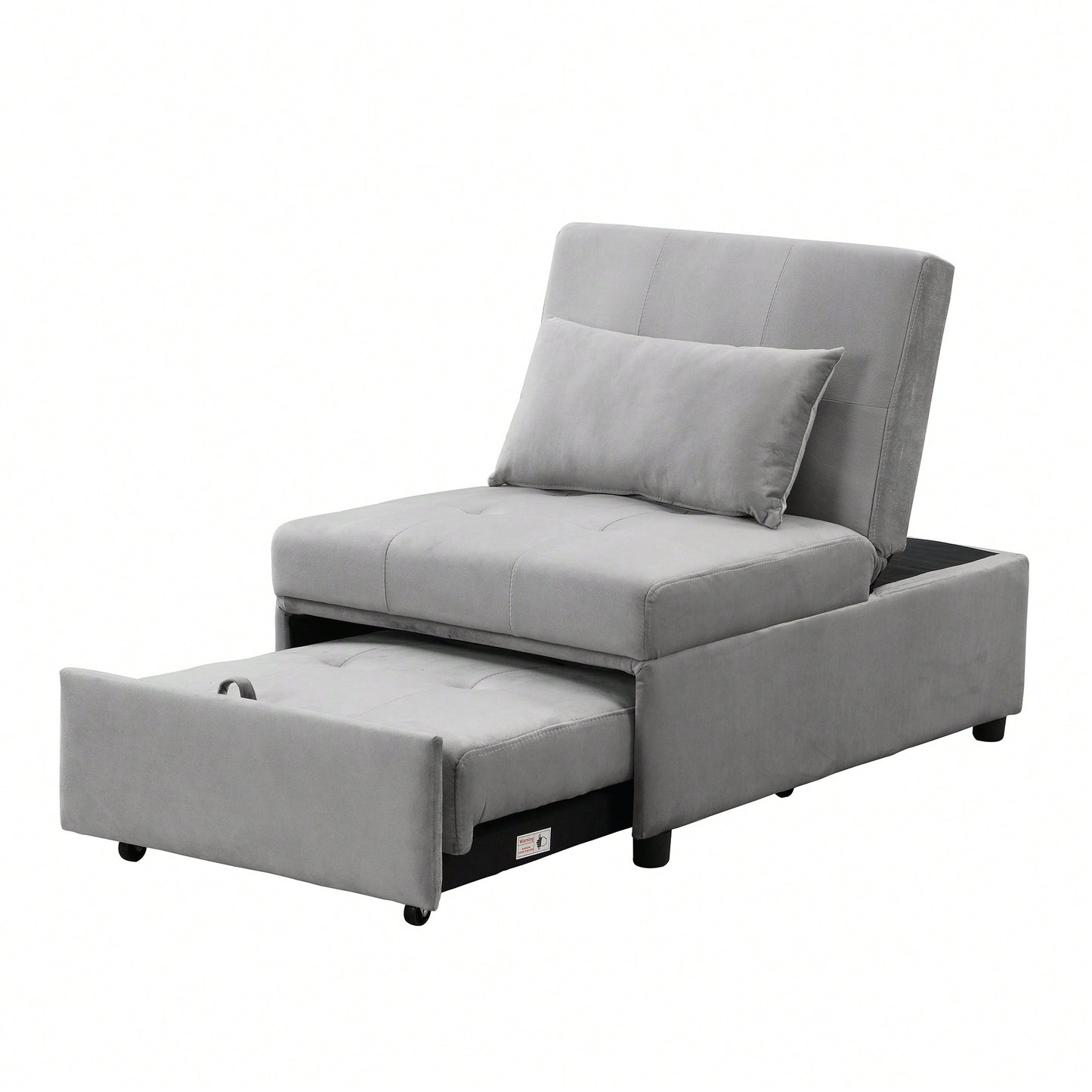 Folding Ottoman Sofa Bed Gray Versatile Space Saving Furniture for Living Room Guest Bed