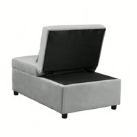 Folding Ottoman Sofa Bed Gray Versatile Space Saving Furniture for Living Room Guest Bed