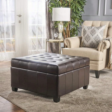 Elegant Upholstered Ottoman With Storage And Stylish Design For Living Room Or Bedroom