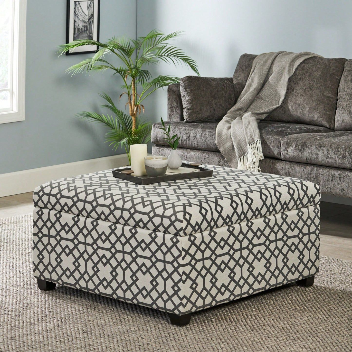 Stylish Upholstered Storage Ottoman For Living Room And Bedroom Organization