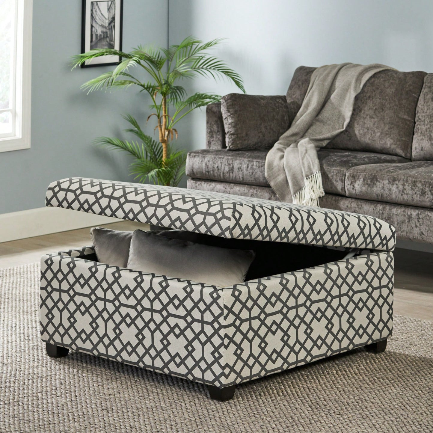 Stylish Upholstered Storage Ottoman For Living Room And Bedroom Organization