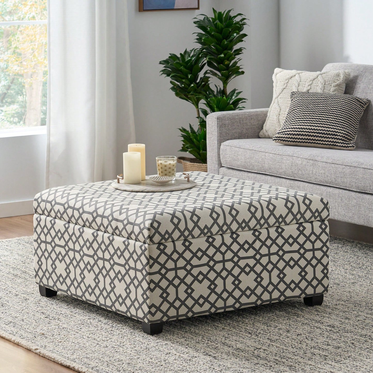 Stylish Upholstered Storage Ottoman For Living Room And Bedroom Organization