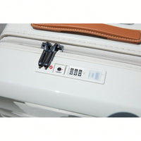 Lightweight 28 Inch Creamy White Spinner Suitcase With TSA Lock USB Port Wheel Lock And Top Handle