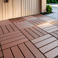 Brown Interlocking Plastic Deck Tiles For Outdoor Flooring - 44 Pack